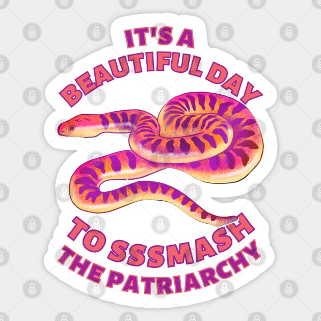 Beautiful Day to Smash the Patriarchy Snake Sticker by Caring is Cool